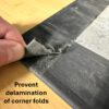 Closeup showing a way to prevent corner folds