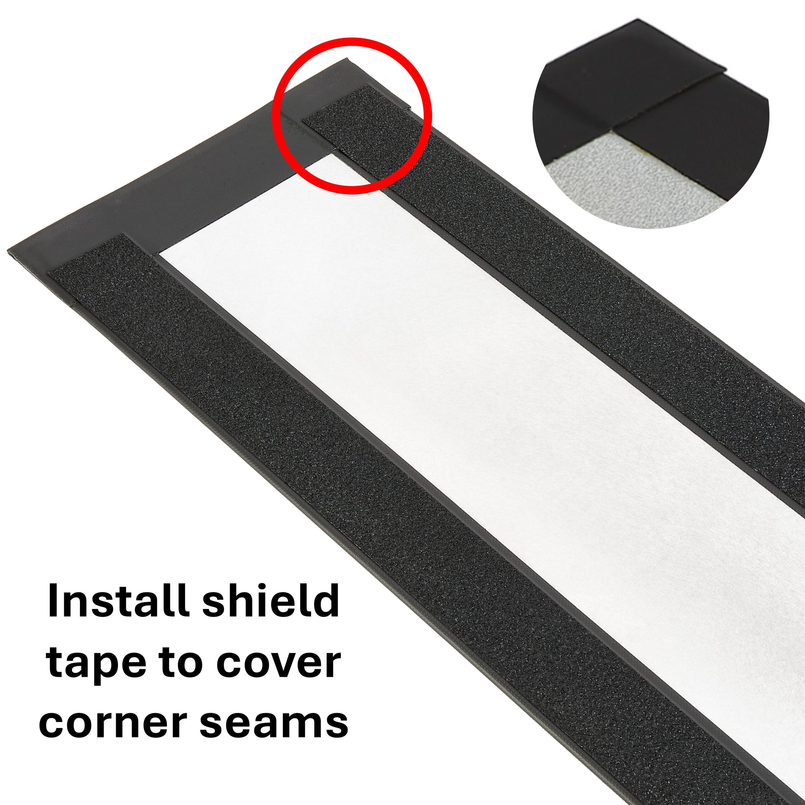 Air beam with Shield tape covering corner seams