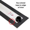 Air beam with shield tape running along the edge of inlet