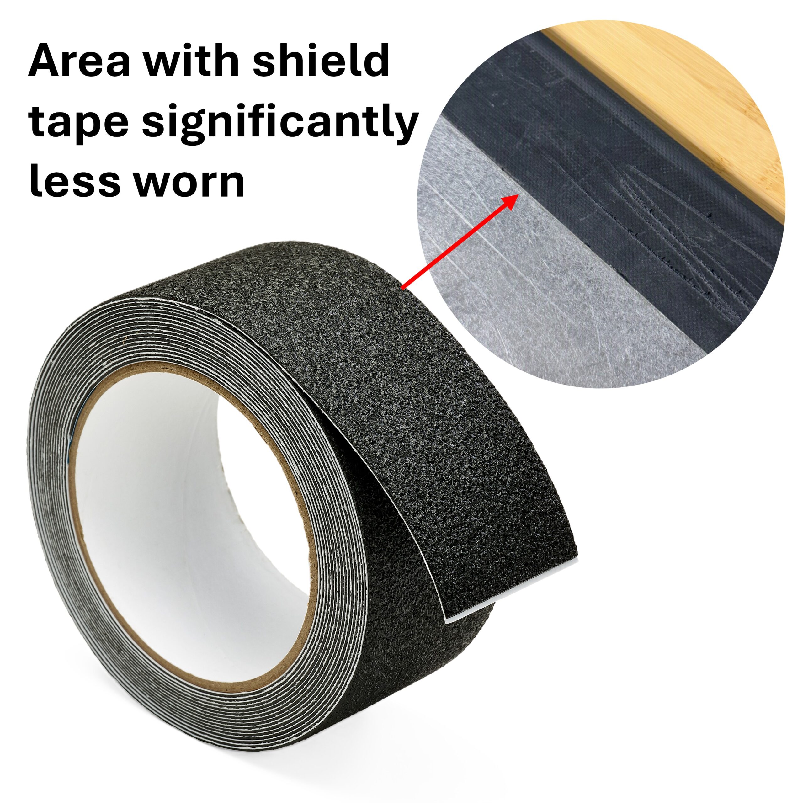 Air Beam Shield Tape showing significantly less wear on blade